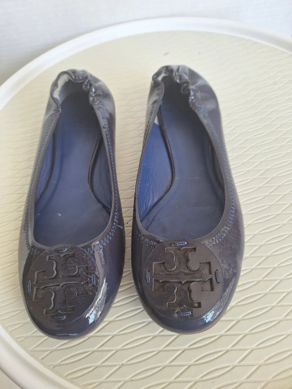 💙Tory Burch Patent Leather Ballet Flats in Deep Purple 🤍Sz 7.5M